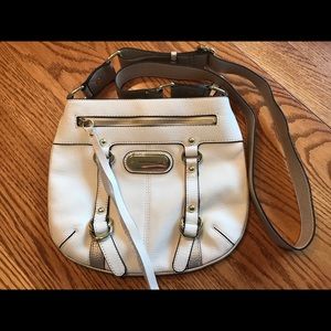 Franco Sarto Cream & Gold Leather Crossbody Purse